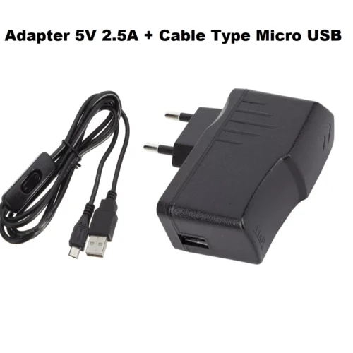 Adaptateur 5V 2.5A + Cable Micro USB avec bouton On/Off