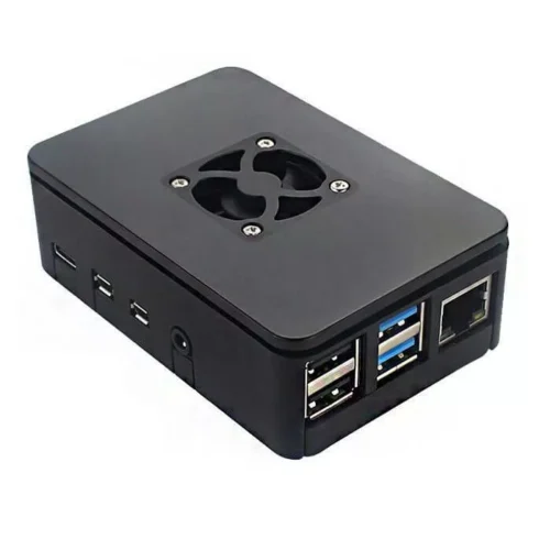 Boitier Raspberry Pi 4 en ABS  noir avec support ventilateur 3007