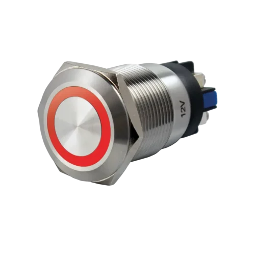 bouton poussoir inox 19mm 12VDC avec bornier a vis