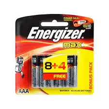Pile Max AAA Energizer Alcaline BP8+4